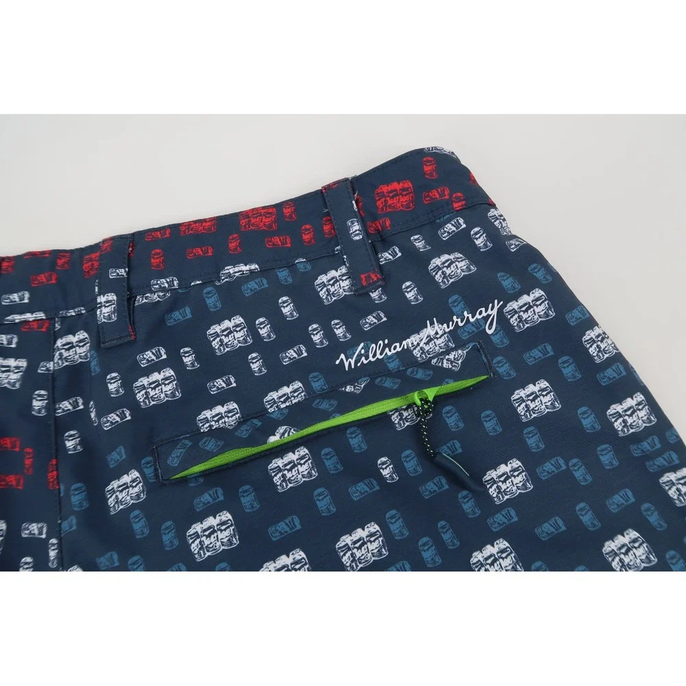 William Murray Water Hazard Shorts Mens 32 Red White Brew Beer Golf Performance